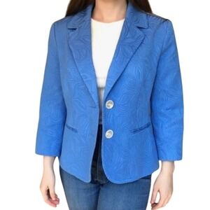 Talbots Floral Jacquard Blazer 2-Button Blue‎ 3/4 Sleeve 4 Spring 
Party Work